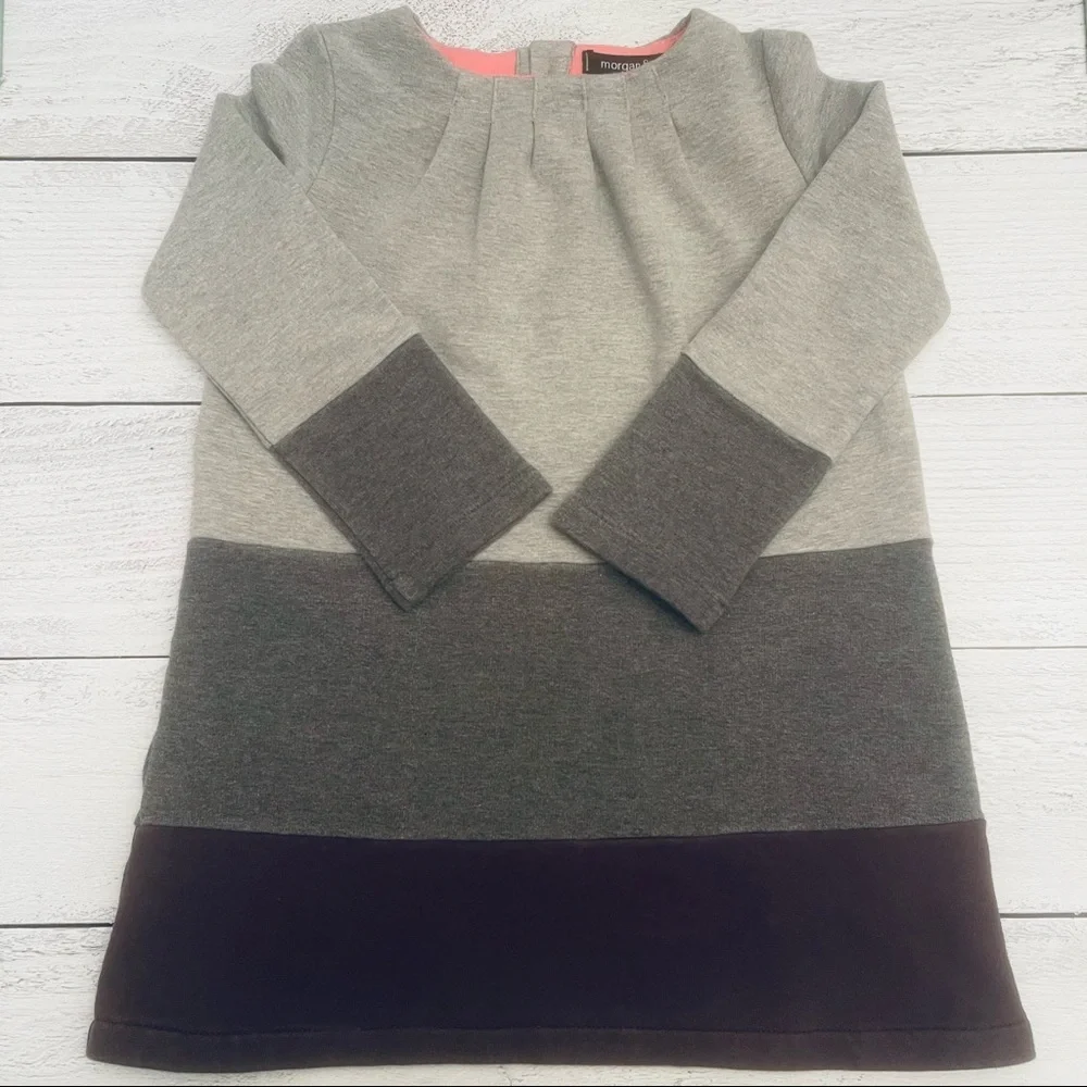 Morgan & Milo Girls 100% Cotton Gray Stripe Dress Size 5 - Picture 2 of 8